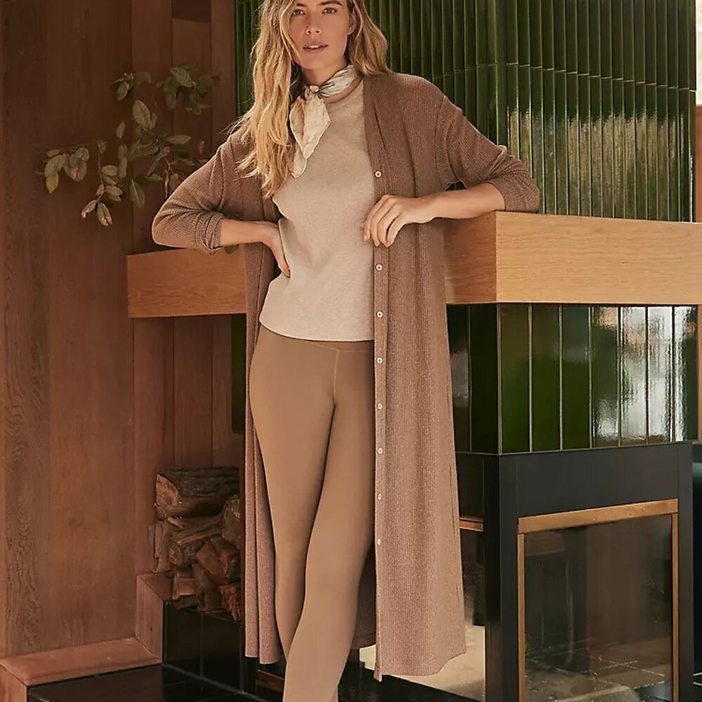 Ribbed button-up duster cardigan - Picture 1 of 9